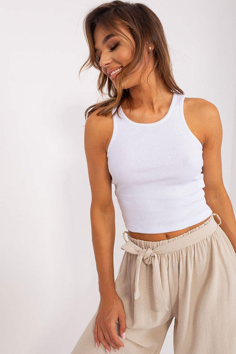 Stylish Ribbed Round Neck Top with Statement Straps