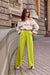 Retro-Inspired Chain-Detail High-Waisted Bell-Bottom Trousers by Roco Fashion