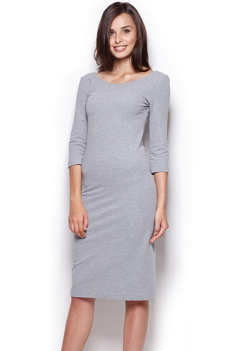 Sophisticated Boat Neck Midi Dress in Figl's Timeless Elegance