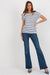 Trendy Striped V-Neck Tee with Eye-Catching Back Cutout