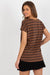 Heart-Striped Sweetheart Neckline Cotton T-Shirt for Women