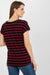 Heart-Striped Sweetheart Neckline Cotton T-Shirt for Women