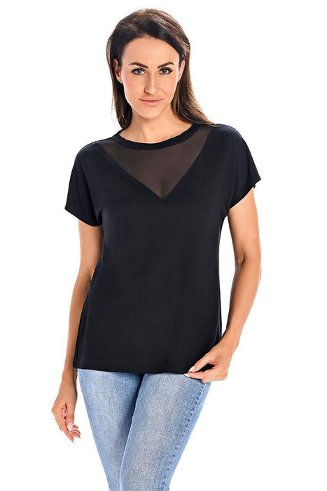 Bamboo Elegance Women's Blouse with Mesh Accents