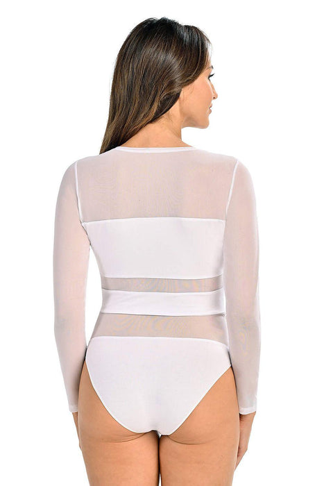 Luxe Viscose-Infused Sheer Mesh Sculpting Bodysuit