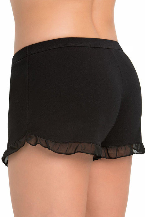 Comfortable Black Viscose Frill Hem Summer Shorts