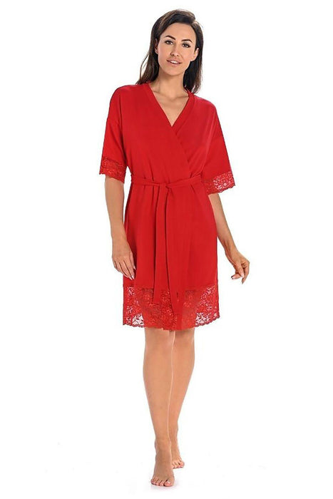 Ruby Floral Lace Viscose Women's Knee-Length Robe