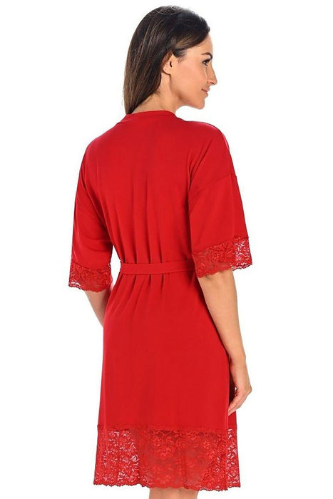 Ruby Floral Lace Viscose Women's Knee-Length Robe