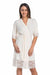 Elegant Lace-Trimmed Viscose Evening Robe with Floral Design