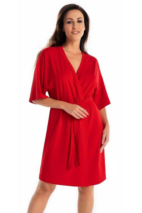 Crimson Viscose Women's Knee-Length Bathrobe