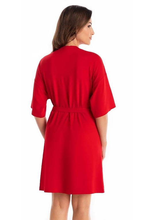 Crimson Viscose Women's Knee-Length Bathrobe