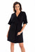 Stylish Black Viscose Women's Knee-Length Bathrobe