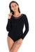 Chic Long-Sleeve Viscose Mesh Bodysuit for Women