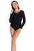 Chic Long-Sleeve Viscose Mesh Bodysuit for Women