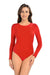 Elegant Red Stitch Detail Viscose Bodysuit