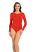 Elegant Red Stitch Detail Viscose Bodysuit