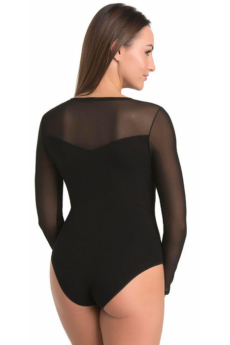 Chic Mesh Detail Long Sleeve Bodysuit