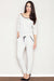 Chic Light Grey 3/4 Sleeve Overalls with Stylish Patch Pockets and Black Trim