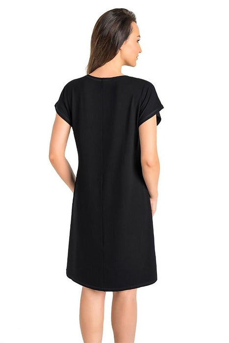 Nighttime Elegance Black Nightshirt Dress for Women