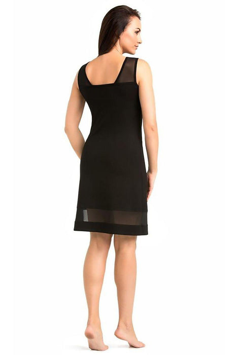 Feminine Black Nightgown with Mesh Details