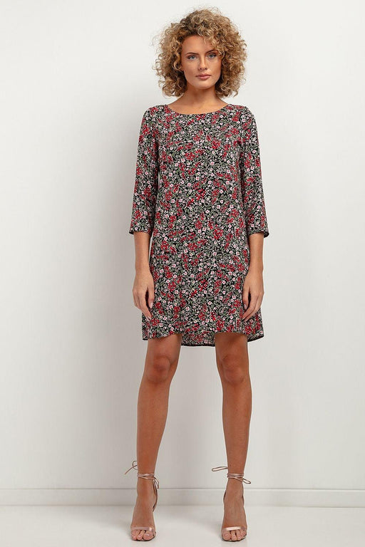 Elegant Viscose Patterned Midi Dress