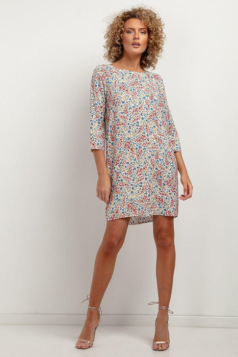 Elegant Viscose Patterned Midi Dress