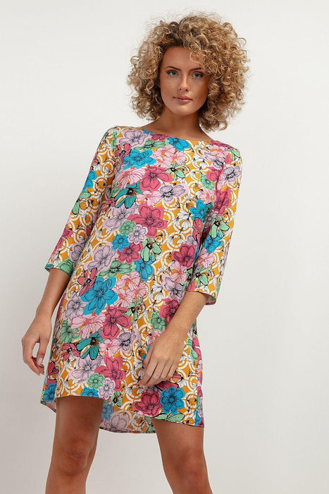 Elegant Viscose Patterned Midi Dress