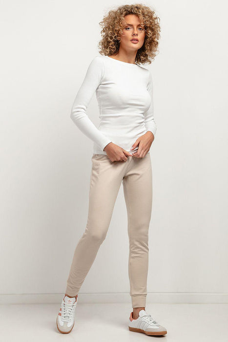 Ribbed Elegance Boat Neck Blouse