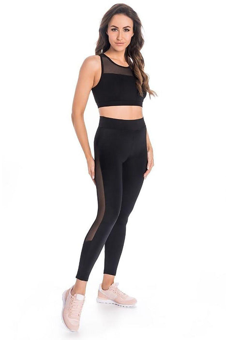 Sculpt & Shine: High-Waisted Mesh-Panel Leggings