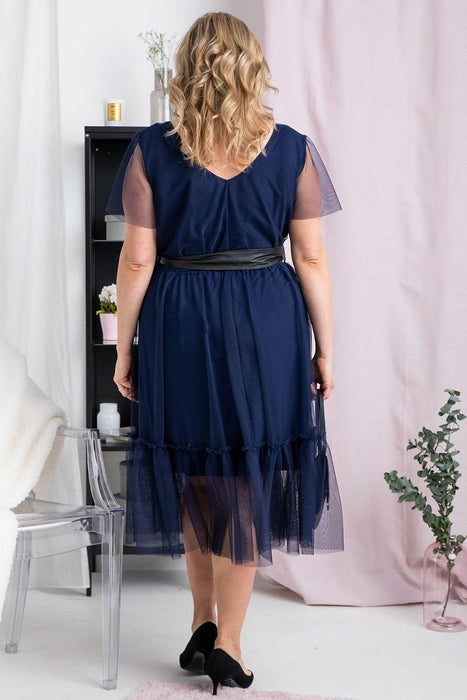 Elegant Plus Size Blush Dress with Chic Bow Detail by Karko