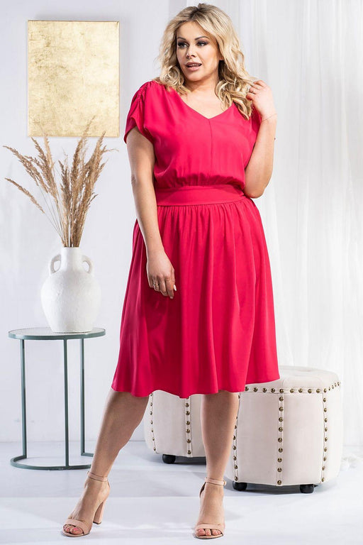 Aniceta Chic Plus Size Midi Dress - Flared Elegance for Modern Women