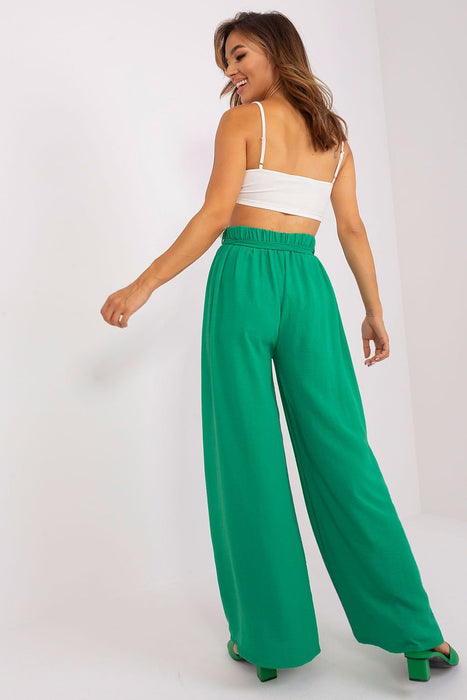 Elegant Wide-Leg Summer Trousers with Chic Waist Detail for Women