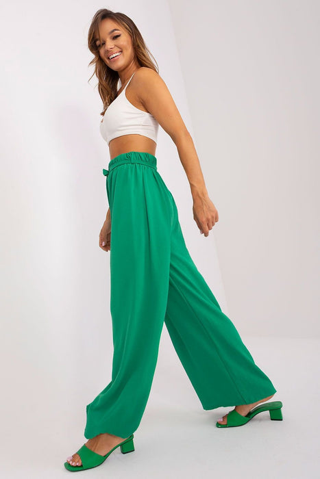 Elegant Wide-Leg Summer Trousers with Chic Waist Detail for Women