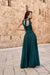 Sparkling Brocade Evening Gown with Elegant V-Neck Design