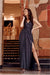 Sparkling Brocade Evening Gown with Elegant V-Neck Design