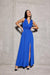 Sparkling Brocade Evening Gown with Elegant V-Neck Design