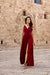 Sparkling Brocade Evening Gown with Elegant V-Neck Design