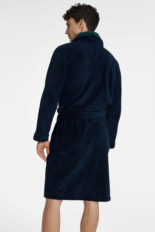 Men's Classic Two-Tone Bathrobe with a Touch of Elegance