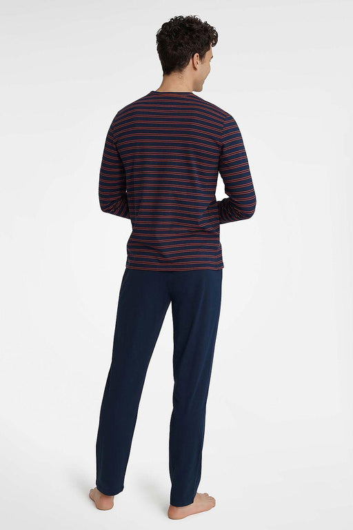 Striped Cotton Long Sleeve Pajama Set for Men