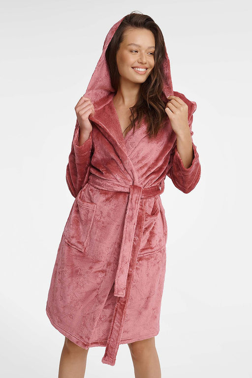 Women's Quilted Hooded Bathrobe with Cozy Pockets