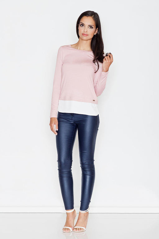 Chic Long Sleeve Color-Blocked Blouse with Stylish Elegance