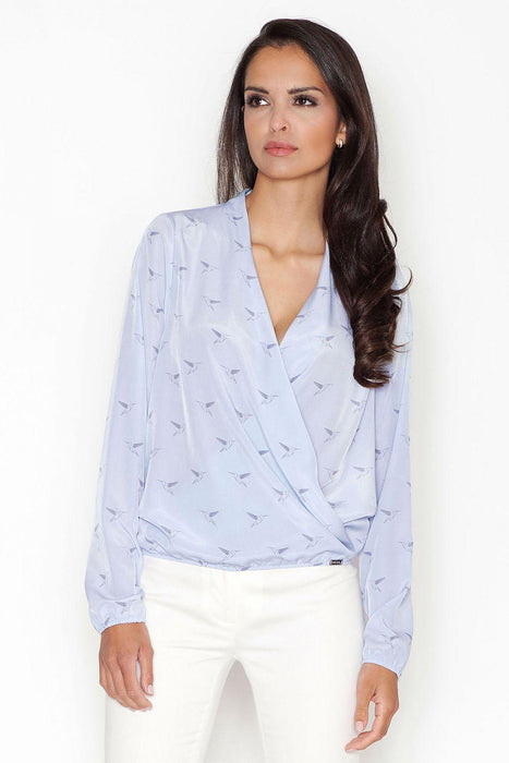 Elegant Textured Blouse with Stylish Folded Collar & Unique Pattern - Figl Design 43838