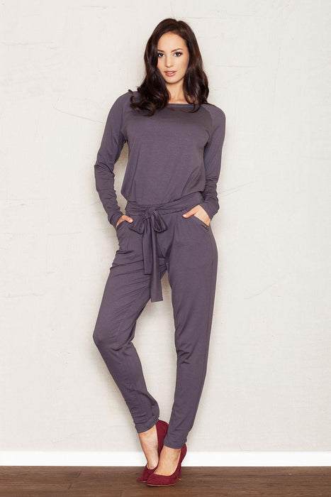 Elegant Viscose Jumpsuit with Tapered Pants and Stylish Details