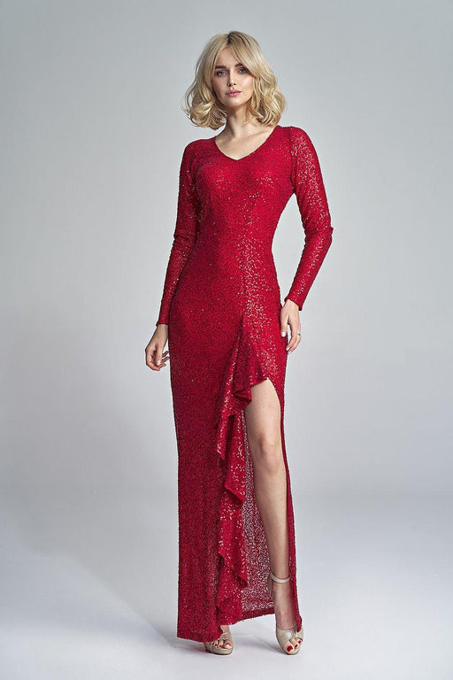 Glistening Sequin-Accented Evening Gown