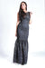 Ethereal Lace Maxi Dress with Glamorous Shoulder Details and Coordinating Shawl