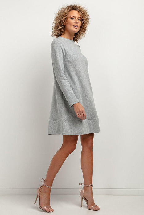 Chic Fall Knit Dress with Elegant Stand-Up Collar