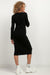 Elegant Boat Neck Midi Dress with Refined Hem Accents