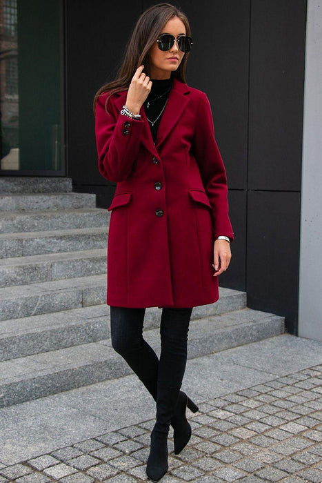 Timeless Wool Blend Coat with Decorative Buttons