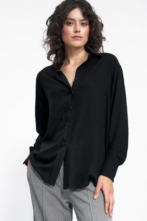 Elegant Cotton Long Sleeve Button-Up Shirt by Nife