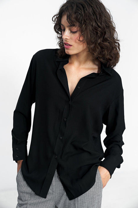 Elegant Cotton Long Sleeve Button-Up Shirt by Nife