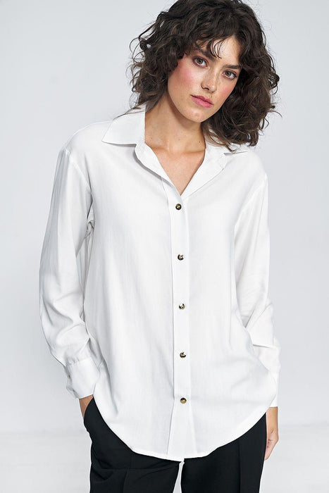 Elegant Cotton Long Sleeve Button-Up Shirt by Nife